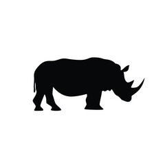 The silhouette of a rhinoceros. Original vector illustration in vintage style isolated on white background.