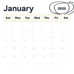 January 2025 Calendar Highlighted Year