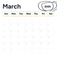 March 2025 Calendar Highlighted Year