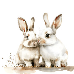 Obraz premium watercolour rabbit cut out transparent isolated on white background PNG image