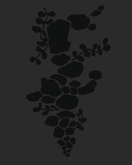 abstract silhouette of flowers on rocks at night