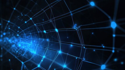 Abstract representation of a digital network with glowing nodes and connections.