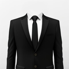 Suit with black tie sophisticated professional accessories.