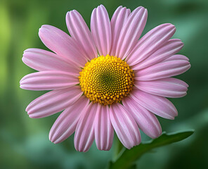 Obraz premium Beautiful pink daisy flower showcasing vibrant petals and a bright yellow center, perfect for nature and floral themes.