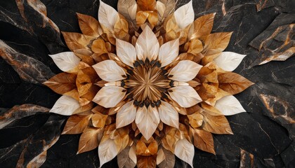 A symmetrical mandala collage made entirely of floral and botanical elements