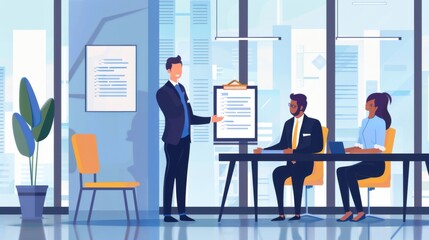 Business Leader Presenting Certificate of Achievement to Employee in Corporate Setting
