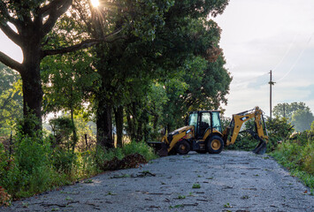 Backhoe to help with storm cleanup