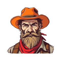 Cowboy head mascot illustration. Bandit vector editable logo