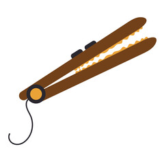 Curling iron for crimping hairstyles. Vector for creating a stylish hairstyle from the 90s