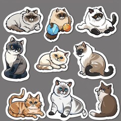 A sticker sheet featuring a variety of cats