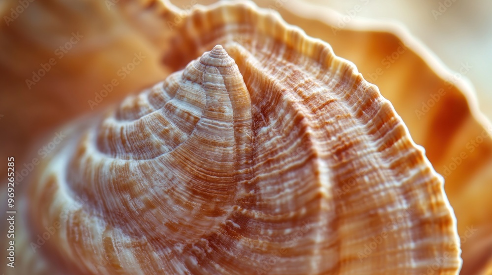 Poster close-up of a beautifully textured seashell showcasing intricate patterns and natural colors.