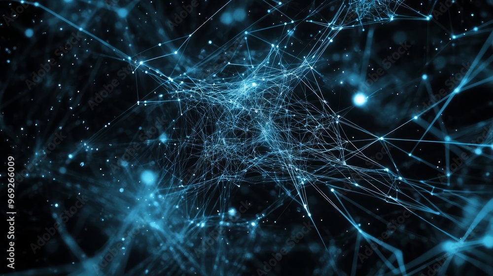 Poster ai neural nets. futuristic background of artificial intelligence neural networks. black background.