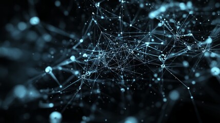 AI Neural Nets. Futuristic Background of Artificial Intelligence Neural Networks. Black Background.