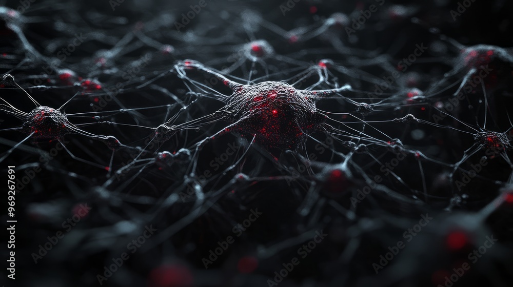 Poster ai neural nets. futuristic background of artificial intelligence neural networks. black background.