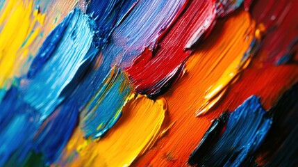 A vibrant abstract painting showcasing a blend of colorful brush strokes.