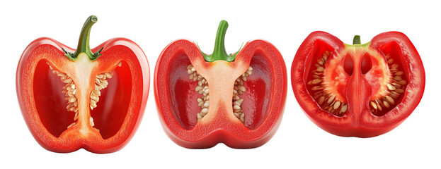 Vibrant red bell pepper with detailed inside cutout
