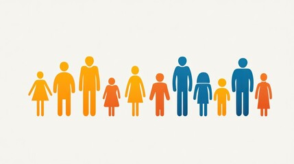 A group of people icons in different sizes, representing a multigenerational family or community.