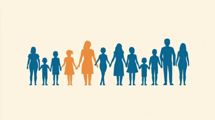 Fototapeta premium A group of people icons in different sizes, representing a multigenerational family or community.