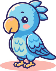 a cute cartoon parrot bird standing