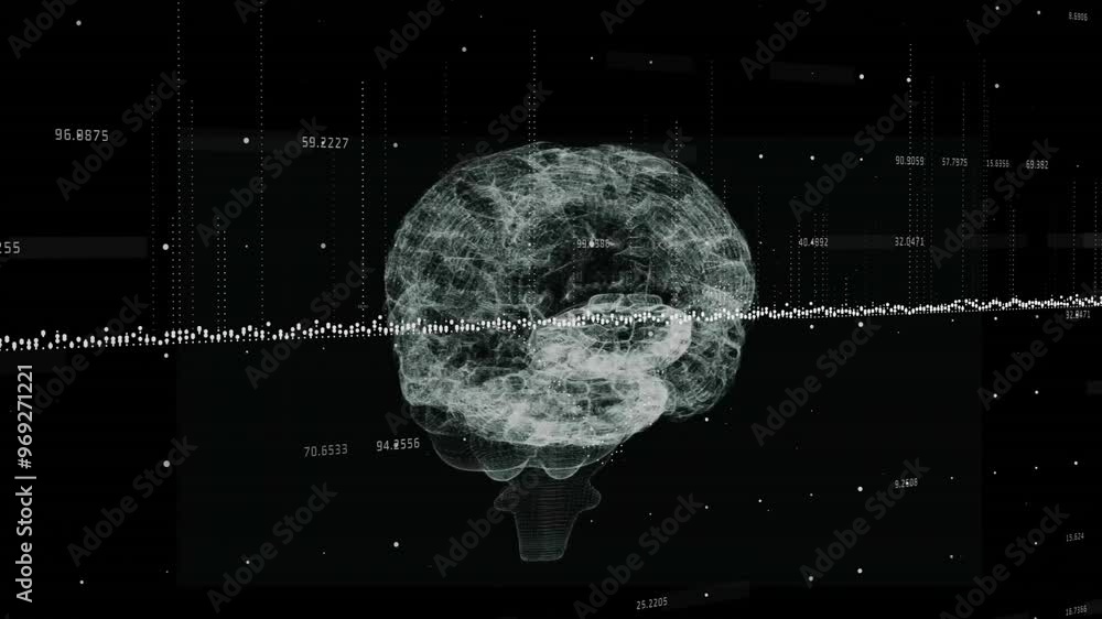 Poster Animation of data processing and diagrams over brain