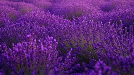 Obraz premium A vibrant field of blooming lavender, showcasing nature's beauty and tranquility.