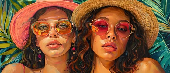 Obraz premium portrait of two best girlfriends in the garden 