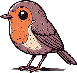 a cute cartoon robin bird standing