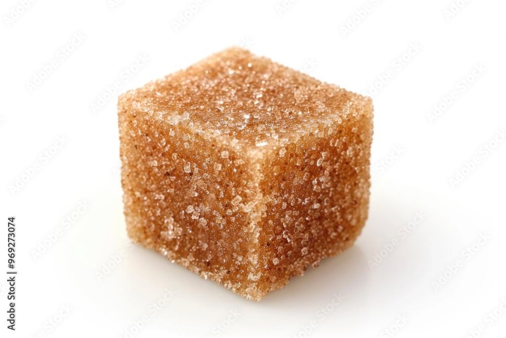 Poster A close-up view of a sugar cube on a white surface