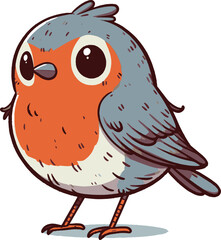 a cute cartoon robin bird standing