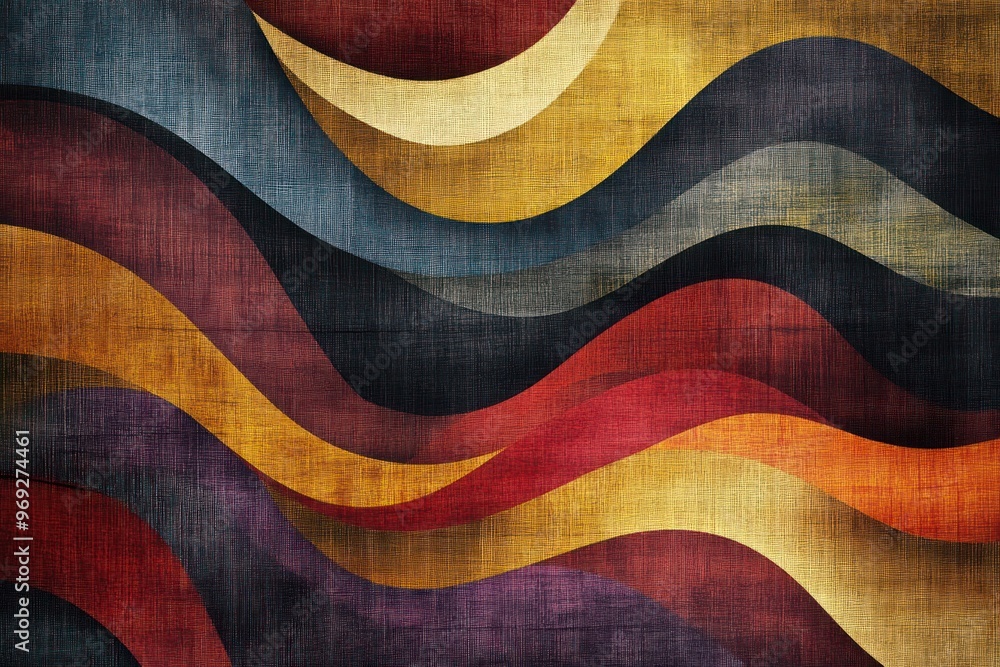 Aufkleber multicolored linen fabric in the shape of dynamic waves texture accessories accessory.