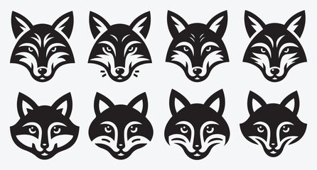 Obraz premium Fox Logo Silhouette Bundle Clip Art Vector Illustration 