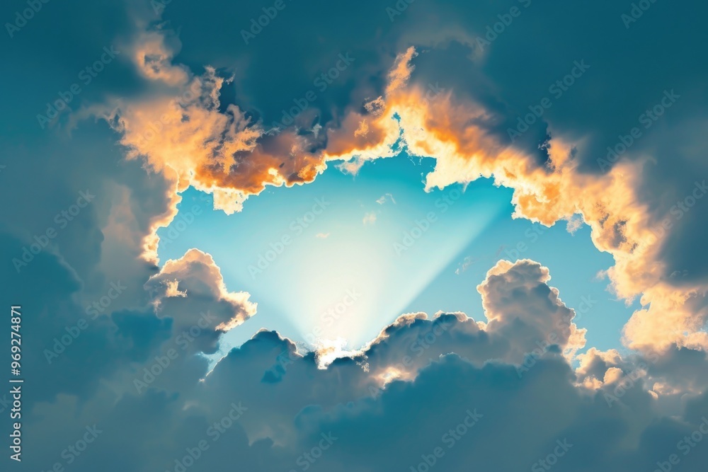 Aufkleber a glimpse of sunshine peeking through cloudy skies, ideal for use in weather or nature-themed design