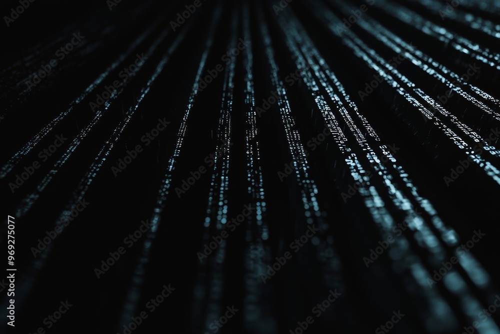 Poster data in blue binary on a computer screen