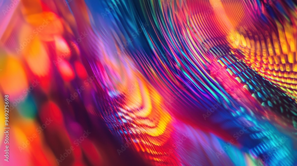 Poster A vibrant abstract composition showcasing colorful light patterns and textures.