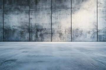 Wide blank concrete textured wall and floor. 