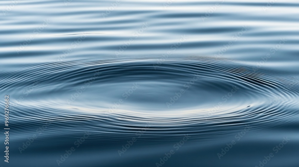 Poster A close-up view of rippling water creating circular patterns in a tranquil setting.