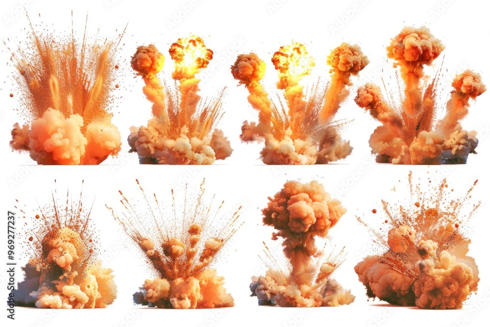 Poster a collection of explosive items, perfect for illustration and graphic design projects