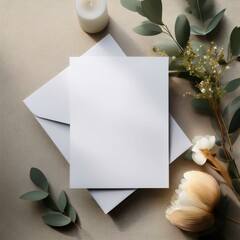 wedding invitation cards mockup, blank card mock up with stylish decor