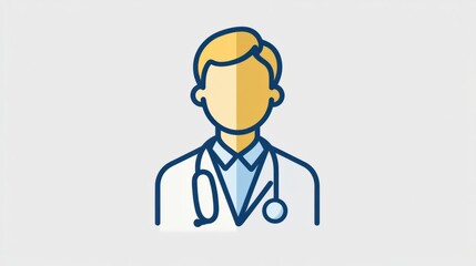 Fototapeta premium A person icon with a stethoscope, symbolizing a healthcare professional, medical care, or patient support.