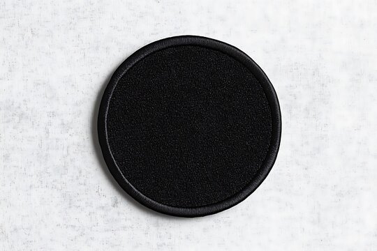 Black and white round embroidered patch mockup