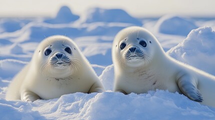 Cute seals in the snow