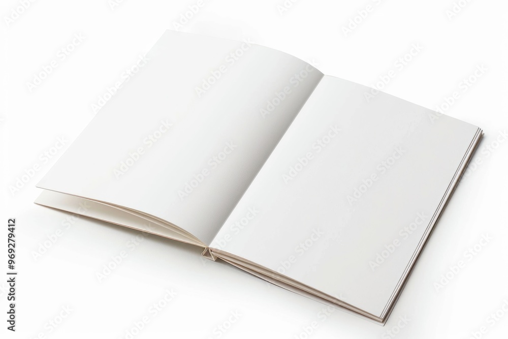 Aufkleber A single open book lying on a plain white surface