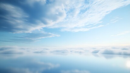 Obraz premium Ethereal cloud-like forms floating in a vast sky, with seamless transitions between soft white and pale blue, creating a dreamlike atmosphere