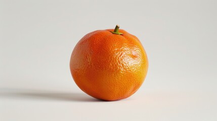 A single orange sitting on a white surface