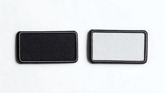 Black and white rectangle embroidered patch mockup