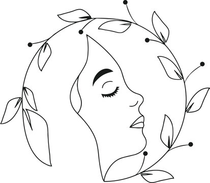 recommend clip art: Beauty women line art luxury creative flower beauty skin care minimalist logo design