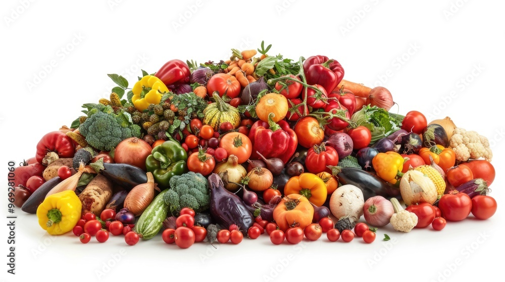 Poster a colorful mix of fruits and vegetables on display