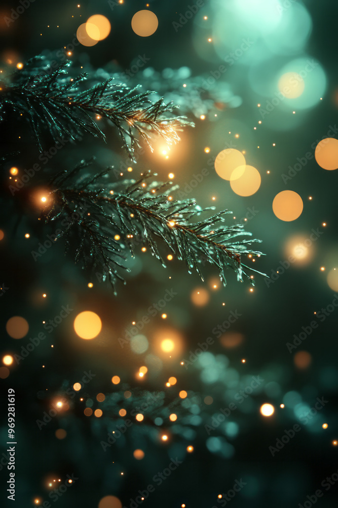 Poster a gentle gradient of bokeh lights from emerald green to soft violet,