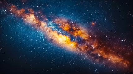 Galaxy Milky way panorama view in sky, space and astronomy 