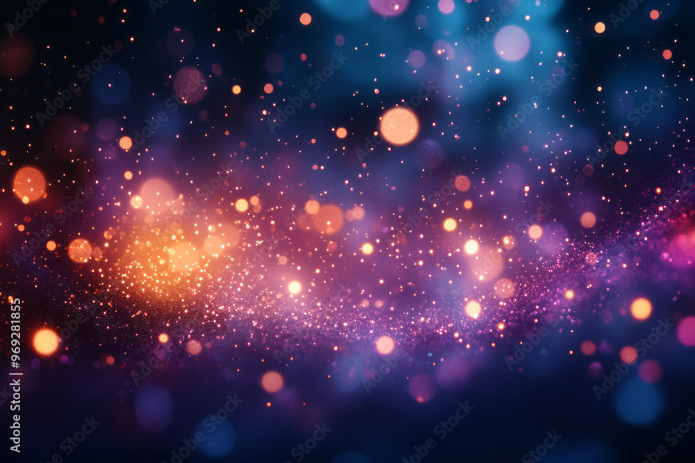 Poster an intricate arrangement of layered bokeh lights,